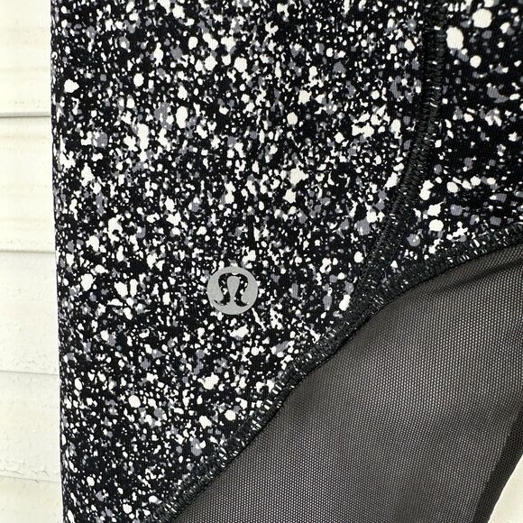 Lululemon Pace‎ Rival Crop Marathon Splatter White Black Leggings Womens Size 4 - Picture 7 of 10